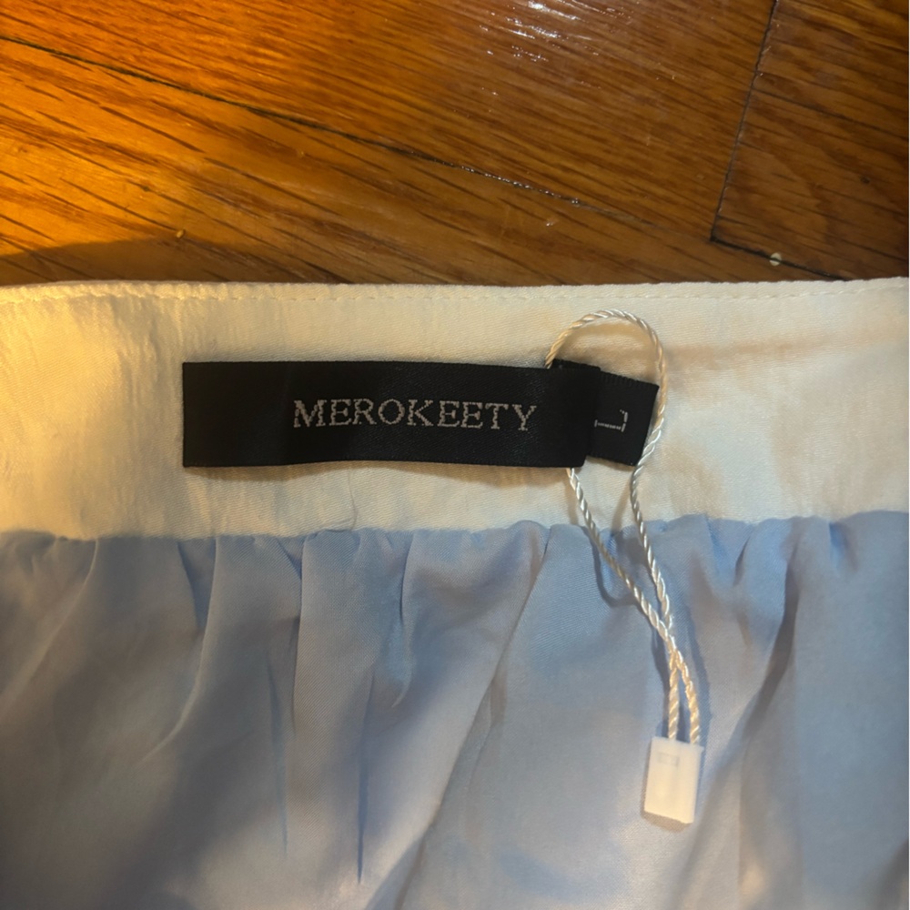 Light Blue Maxi Dress with White Trim - Tie Shoulder Summer Dress - Picture 3 of 3
